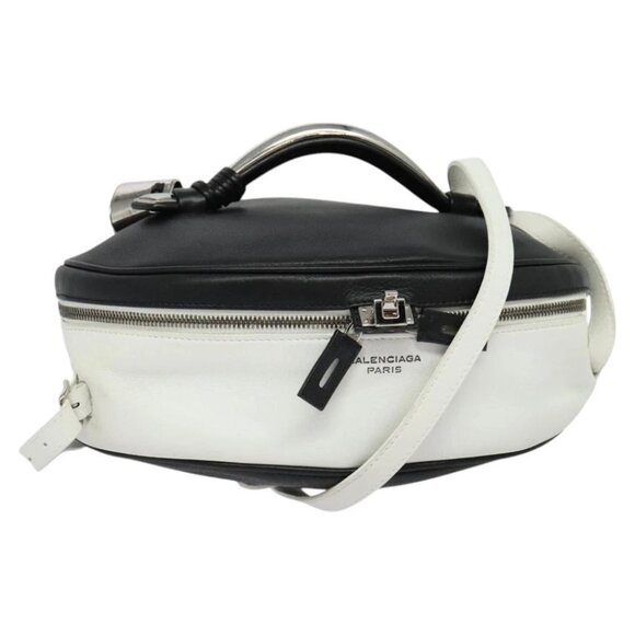 BALENCIAGA Hand Bag Leather 2way White Black 319797 Auth 123044 - Picture 1 of 15